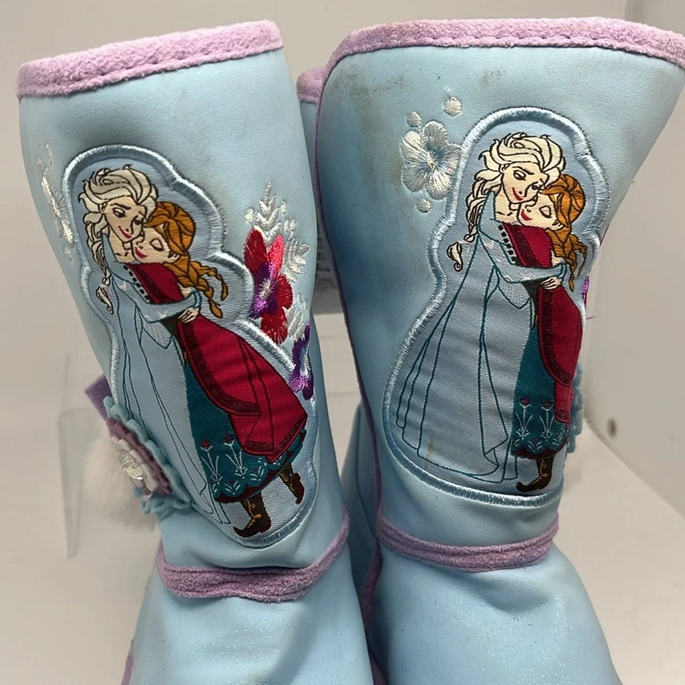 Disney Store Frozen‎ Anna & Elsa Winter Boots Faux Leather & Fur Lining Size 13